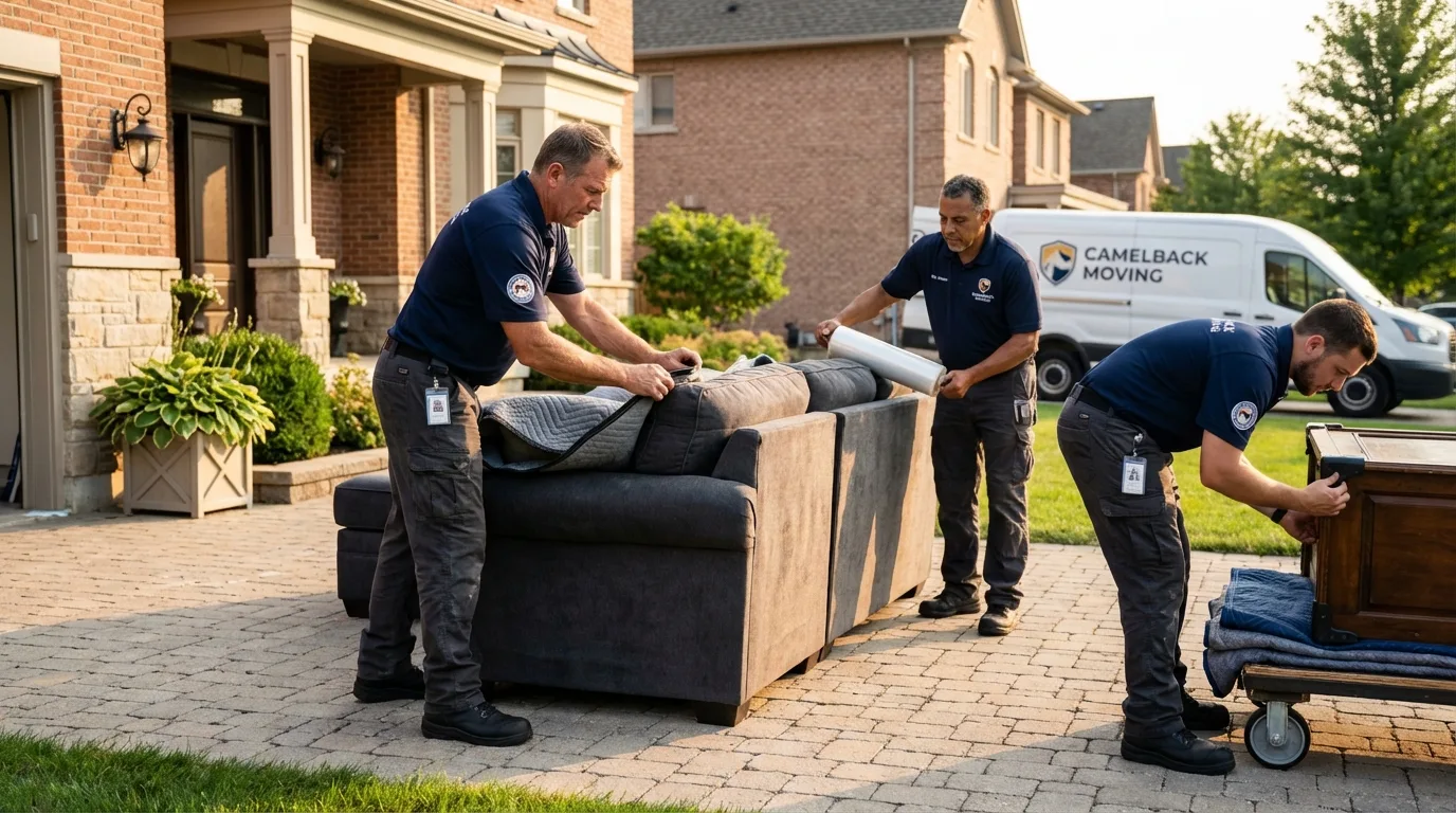 Large estate moving crew wrapping furniture in Rising Sun, IN